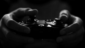 black gaming console