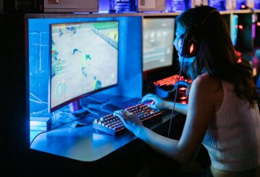 woman playing computer game