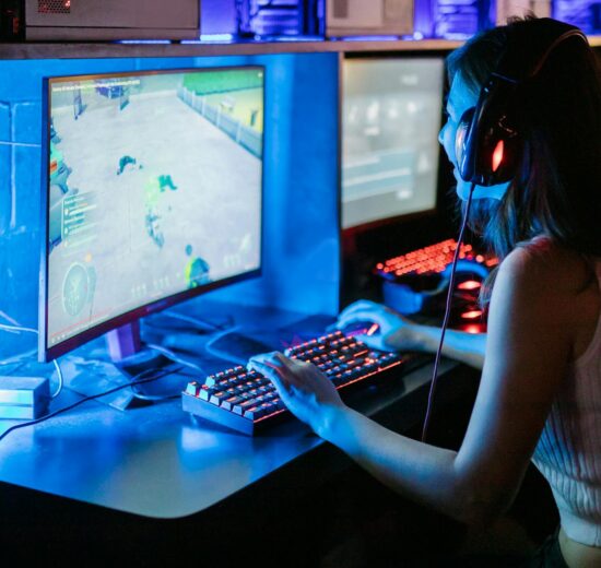 woman playing computer game